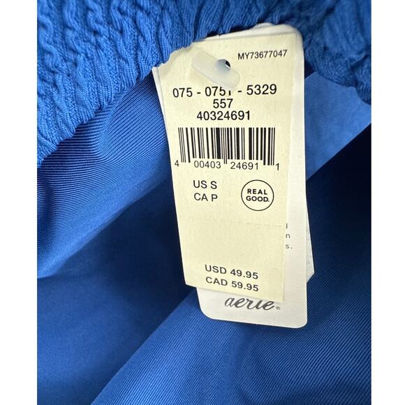 Aerie Swimwear NWT Ribbed Rib Back Cut Blue One Piece Swimsuit Small NEW - Picture 7 of 9